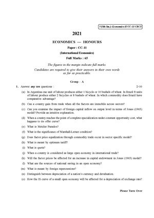 CU-2021 B.A. B.Sc. (Honours) Economics Semester-5 Paper-CC-11 QP.pdf