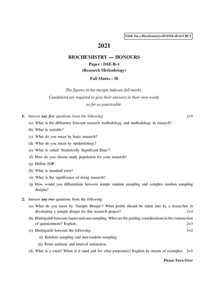 File:CU-2021 B.Sc. (Honours) Biochemistry Semester-VI Paper-DSE-B-4 QP.pdf