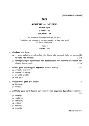 CU-2021 B.A. (Honours) Sanskrit Part-III Paper-VII (Course-II) QP.pdf