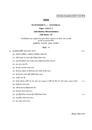 CU-2020 B.A. B.Sc. (General) Economics Semester-I Paper-CC1-GE1 QP.pdf