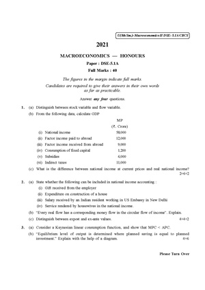 CU-2021 B. Com. (Honours) Macroeconomics (Module-II) Semester-5 Paper-DSE-5.1A QP.pdf