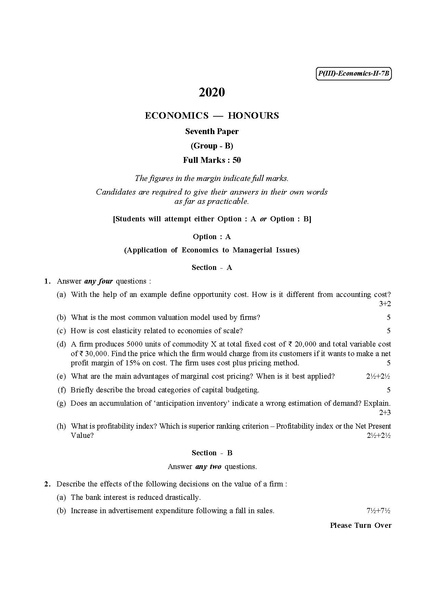 File:CU-2020 B.A. B.Sc. (Honours) Economics Part-III Paper-VIIB QP.pdf