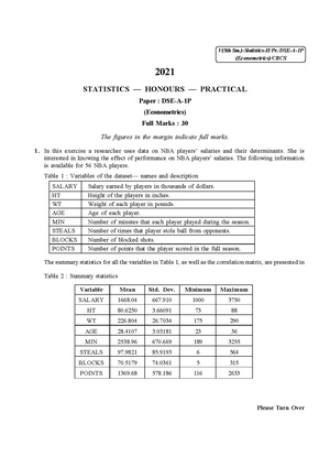 CU-2021 B.Sc. (Honours) Statistics Semester-5 Paper-DSE-A-1P (Econometrics) QP.pdf