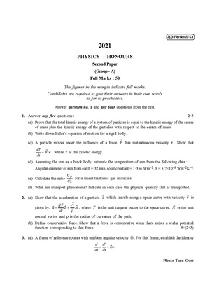 CU-2021 B.Sc. (Honours) Physics Part-I Paper-II QP.pdf