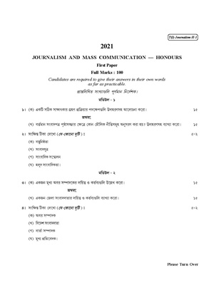 CU-2021 B.A. (Honours) Journalism Part-I Paper-I QP.pdf