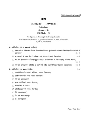 CU-2021 B.A. (Honours) Sanskrit Part-III Paper-IV (Course-II) QP.pdf