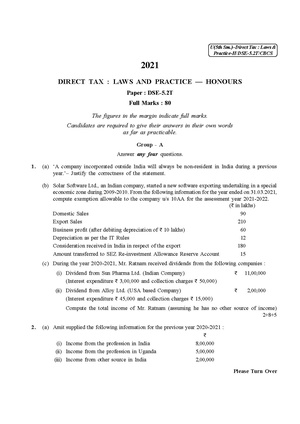 CU-2021 B. Com. (Honours) Direct Tax Laws Semester-5 Paper-DSE-5.2T QP.pdf