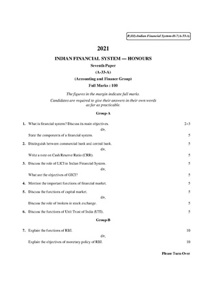 CU-2021 B. Com. (Honours) Indian Financial System Part-III Paper-A33A QP.pdf