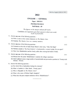 CU-2022 B.A. (General) English Semester-6 Paper-DSE-B-1 QP.pdf