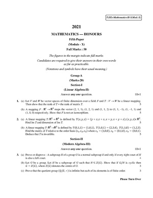 CU-2021 B.Sc. (Honours) Mathematics Part-III Paper-V (Module-X) QP.pdf