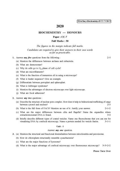 File:CU-2020 B.Sc. (Honours) Biochemistry Semester-III Paper-CC-7 QP.pdf