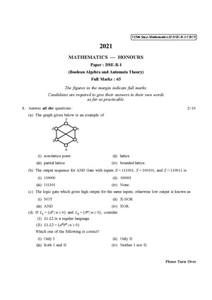 CU-2021 B.Sc. (Honours) Mathematics Semester-5 Paper-DSE-B-1 (Boolean Algebra) QP.pdf
