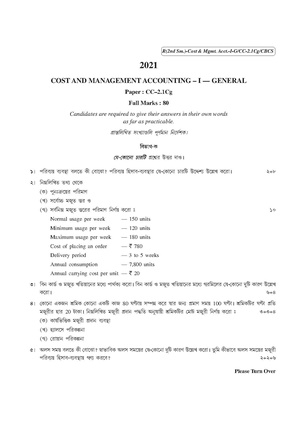 CU-2021 B. Com. (General) Cost and Management Accounting-I Semester-II Paper-CC-2.1CG QP.pdf