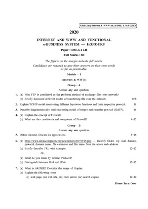 CU-2020 B. Com. (Honours) Internet and WWW & Functional Semester-VI Paper-DSE-6.1 e-B QP.pdf