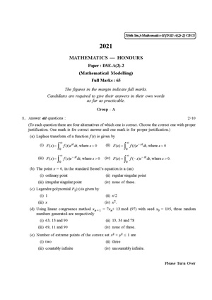 CU-2021 B.Sc. (Honours) Mathematics Semester-VI Paper-DSE-A-2-2 QP.pdf