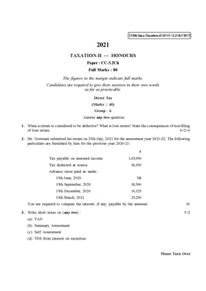 CU-2021 B. Com. (Honours) Taxation-II Semester-5 Paper-CC-5.2CH QP.pdf