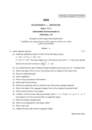 CU-2020 B.A. B.Sc. (Honours) Economics Semester-III Paper-CC-6 QP.pdf