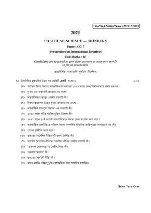 CU-2021 B.A. (Honours) Political Science Semester-3 Paper-CC-7 QP.pdf