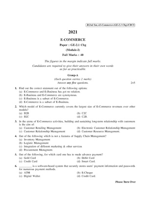 CU-2021 B. Com. (Honours & General) E-Commerce Semester-II Paper-GE-2.1CHG (Module-I) QP.pdf
