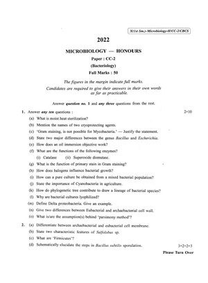 CU-2022 B.Sc. (Honours) Microbiology Semester-1 Paper-CC-2 QP.pdf