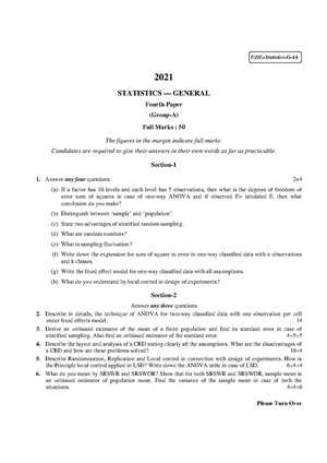 CU-2021 B.Sc. (General) Statistics Part-III Paper-IV (Group-A) QP.pdf