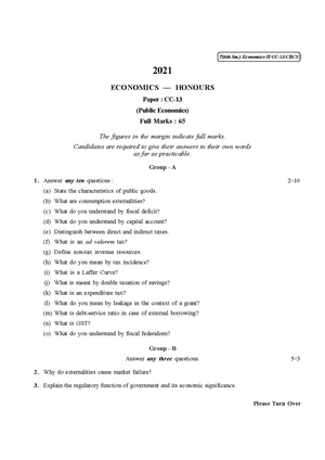 CU-2021 B.A. B.Sc. (Honours) Economics Semester-VI Paper-CC-13 QP.pdf