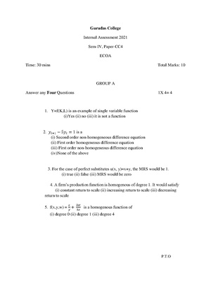GC-2021 B.Sc. (Honours) Economics Semester-II Paper-CC-4 IA QP.pdf