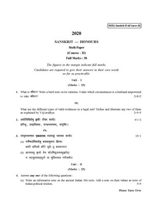 CU-2020 B.A. (Honours) Sanskrit Part-III Paper-VI (Course-II) QP.pdf