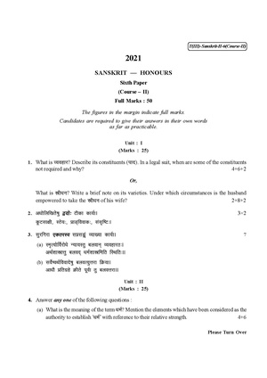 CU-2021 B.A. (Honours) Sanskrit Part-III Paper-VI (Course-II) QP.pdf