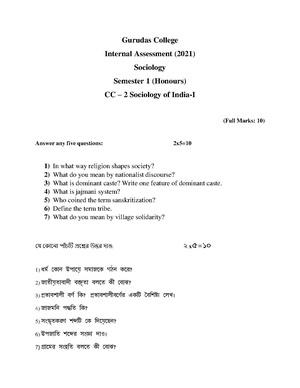 GC-2021 B.A. (Honours) Sociology Semester-I Paper-CC-2 IA QP.pdf
