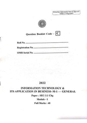 CU-2022 B. Com. (Honours & General) Information Technology & Its Application in Business-M-1 Semester-3 Paper-SEC-3.1-CHG (Booklet-C) QP.pdf