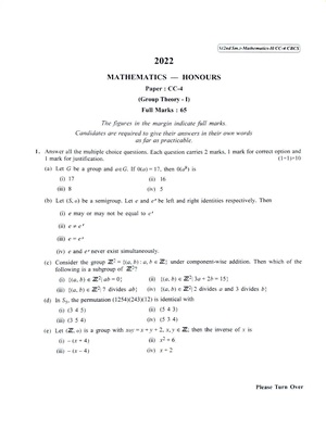 CU-2022 B.Sc. (Honours) Mathematics Semester-2 Paper-CC-4 QP.pdf