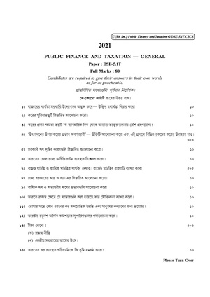 CU-2021 B. Com. (General) Public Finance & Taxation Semester-5 Paper-DSE-5.1T QP.pdf