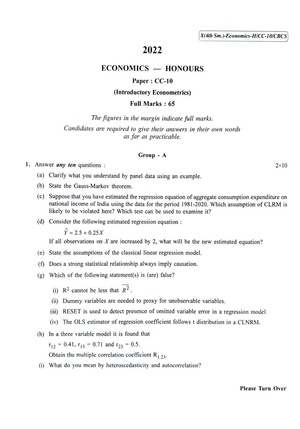 CU-2022 B.A. B.Sc. (Honours) Economics Semester-4 Paper-CC-10 QP.pdf