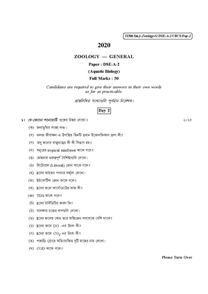 CU-2020 B.Sc. (General) Zoology Semester-V Paper-DSE-2A-2 QP.pdf