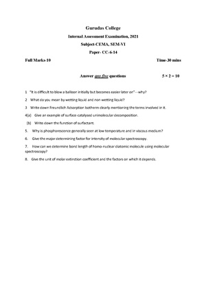 GC-2021 B.Sc. (Honours) Chemistry Semester-VI Paper-CC-14 IA QP.pdf