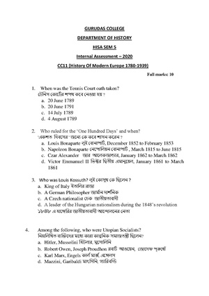 GC-2020 B.A. (Honours) History Semester-V Paper-CC-11 IA QP.pdf