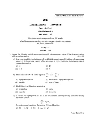 CU-2020 B.A. B.Sc. (Honours) Mathematics Semester-V Paper-DSE-A-3 QP.pdf