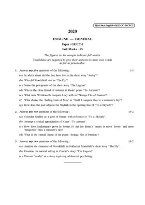 CU-2020 B.A. (General) English Semester-I Paper-CC1-GE1 QP.pdf