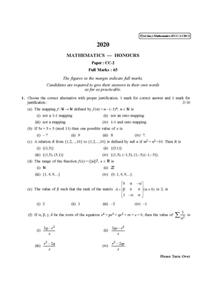 CU-2020 B.A. B.Sc. (Honours) Mathematics Semester-I Paper-CC-2 QP.pdf