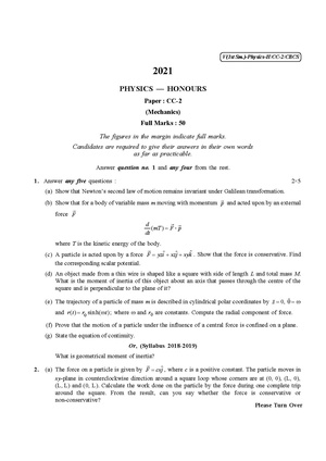 CU-2021 B.Sc. (Honours) Physics Semester-1 Paper-CC-2 QP.pdf