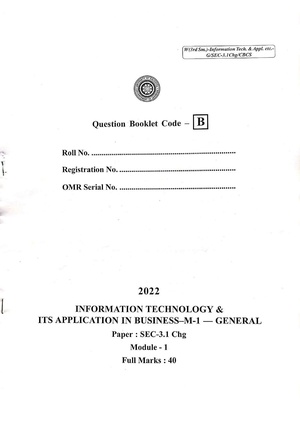 CU-2022 B. Com. (Honours & General) Information Technology & Its Application in Business-M-1 Semester-3 Paper-SEC-3.1-CHG (Booklet-B) QP.pdf