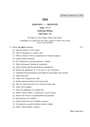 CU-2020 B.Sc. (Honours) Zoology Semester-I Paper-CC-2 QP.pdf