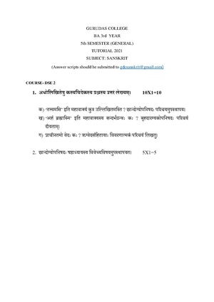 GC-2021 B.A. (General) Sanskrit Semester-V Paper-DSE-2 Tutorial QP.pdf