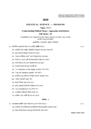 CU-2020 B.A. (Honours) Political Science Semester-I Paper-CC-2 QP.pdf