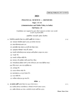 CU-2021 B.A. (Honours) Political Science Semester-VI Paper-CC-14 QP.pdf