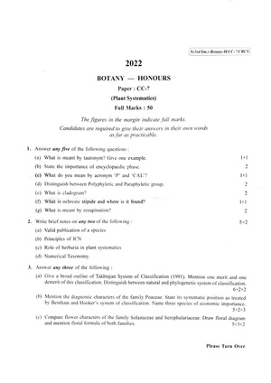 CU-2022 B.Sc. (Honours) Botany Semester-3 Paper-CC-7 QP.pdf