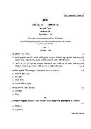 CU-2020 B.A. (Honours) Sanskrit Part-III Paper-VII (Course-II) QP.pdf