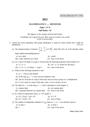 CU-2021 B.Sc. (Honours) Mathematics Semester-3 Paper-CC-6 QP.pdf
