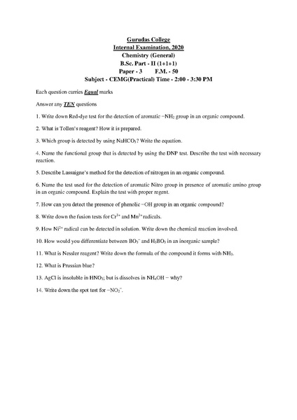 File:GC-2020 B.Sc. (General) Chemistry Part-II Paper-III QP.pdf ...